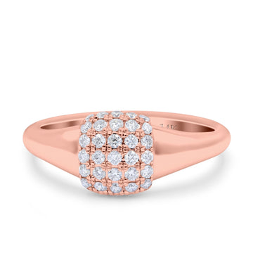 14K Rose Gold 0.32ct Square Cluster Art Deco 8mm G SI Diamond Engagement Band Wedding Ring Size 6.5